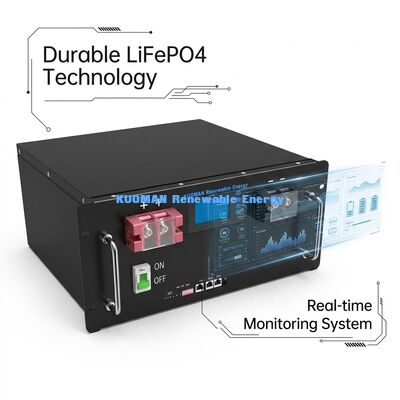 কেএম 48V 200Ah LiFePO4 হোম ব্যাটারি স্টোরেজ 10.24 kWh ক্ষমতা এবং আবাসিক শক্তি সঞ্চয়ের জন্য 8000+ সাইকেল সহ