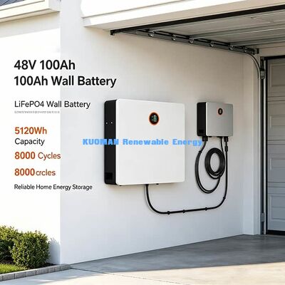 ওয়াল মাউন্ট 5.12kWh লিথিয়াম ব্যাটারি CAN RS485 ব্লুটুথ হাইব্রিড সৌর ইনভার্টার জন্য