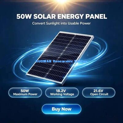 উচ্চ উৎপাদন 50W একক স্ফটিক সৌর মডিউল 0 ~ + 4.99W ইতিবাচক শক্তি সহনশীলতা