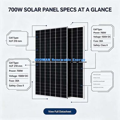 বাণিজ্যিক-গ্রেড 700W দ্বি-মুখী সৌর মডিউল, ক্লাস -1 ছাদে ব্যবহারের জন্য অগ্নি সুরক্ষা