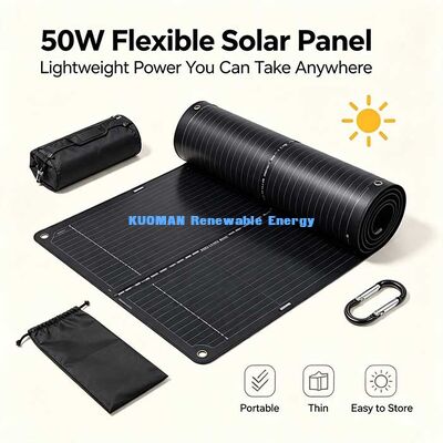 কার্বন ফাইবার দ্বারা শক্তিশালী 50W নমনীয় সৌর প্যানেল, ক্যাম্পার, ইয়ট এবং ব্যালকনি জন্য অ্যান্টি-ক্র্যাক ভাঁজযোগ্য সৌর কিট