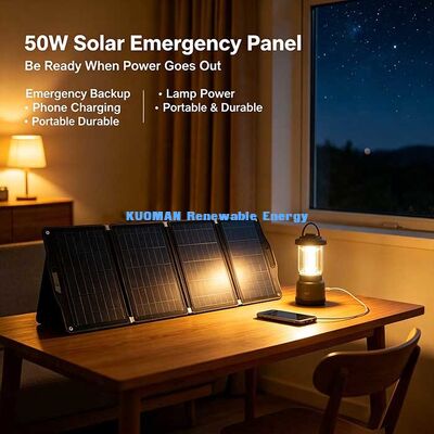 ক্যাম্পিং ফটোগ্রাফির জন্য 50W পোর্টেবল ফোল্ড-আপ সোলার প্যানেল, মাল্টি-ডিভাইস সোলার চার্জার