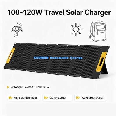 120W হালকা ওজনের ভাঁজ সৌর প্যানেল, ভ্যান লাইফ এবং সৈকত ভ্রমণের জন্য স্প্ল্যাশ-প্রমাণ অফ-গ্রিড সৌর চার্জার
