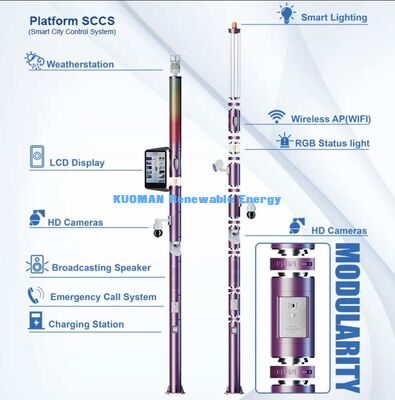 LED আলো, ক্যামেরা, ওয়াইফাই এবং জরুরি কল সহ মডুলার স্মার্ট পোল