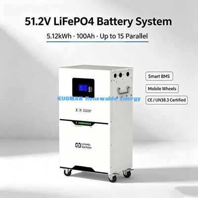 ৫১.২V ১০০Ah লিথিয়াম ব্যাটারি ৫.১২kWh, ৯৮% রাউন্ড ট্রিপ এফিসিয়েন্সি সোলার এনার্জি স্টোরেজ