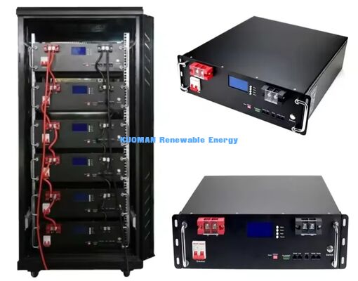 KM 48V 100Ah LiFePO4 ব্যাটারি র‍্যাক মডিউল 8000 ডিপ সাইকেল, 51.2V নমিনাল ভোল্টেজ এবং 100Ah ক্ষমতা সহ