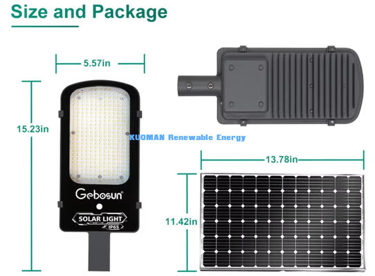 আইপি 65 ওয়াটারপ্রুফ 300W সৌর স্ট্রিট লাইট সহ মোশন সেন্সিং মোড এবং নগর রাস্তার জন্য সৌর প্যানেল