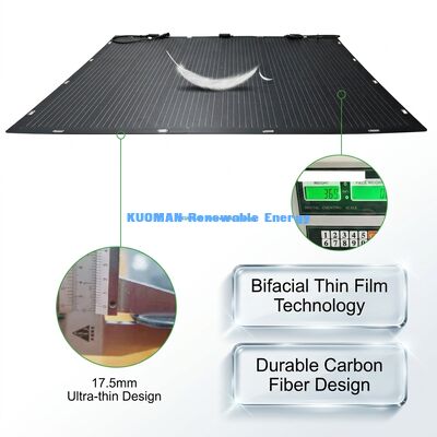 আইপি 67 ওয়াটারপ্রুফ 200W পাওয়ার আউটপুট 360 ° বন্ডেবল নমনীয় দ্বি-মুখী সৌর প্যানেলের জন্য আরভি হোম এবং ভ্রমণ