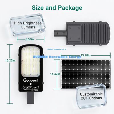 আইপি 65 ওয়াটারপ্রুফ 300W সৌর স্ট্রিট লাইট সহ মোশন সেন্সিং মোড এবং নগর রাস্তার জন্য সৌর প্যানেল