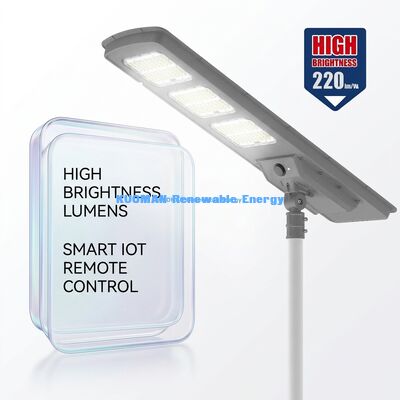অল ইন ওয়ান এলইডি সোলার স্ট্রিট লাইট 220lm / W আইপি 65 জলরোধী 2-3 বৃষ্টির দিনের ব্যাকআপ সহ রাস্তা এবং বাগান আলোকসজ্জার জন্য