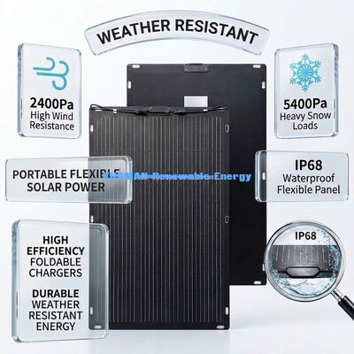 আরভি এবং হোম ভ্রমণের জন্য 200W আইপি 67 360 ডিগ্রি বন্ডেবল নমনীয় সৌর প্যানেল দ্বিপাক্ষিক সৌর প্যানেল