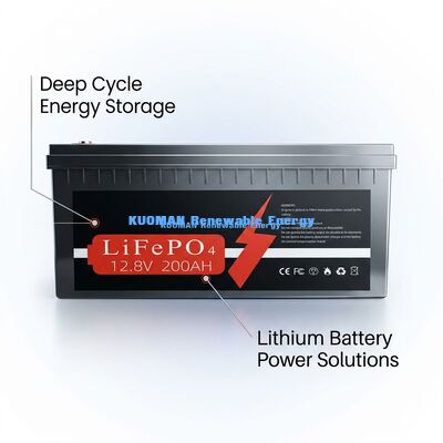 12V 200Ah LiFePO4 গভীর চক্র ব্যাটারি 8000 চক্র এবং শক্তি সঞ্চয় করার জন্য 10 বছরের ওয়ারেন্টি