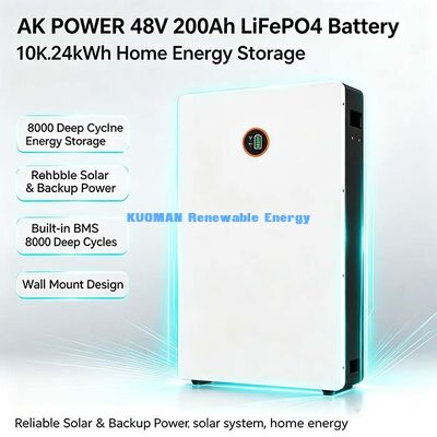 পাওয়ারওয়াল 48V 200Ah LiFePO4 ওয়াল ব্যাটারি আবাসিক সৌর সঞ্চয়স্থান সমাধান