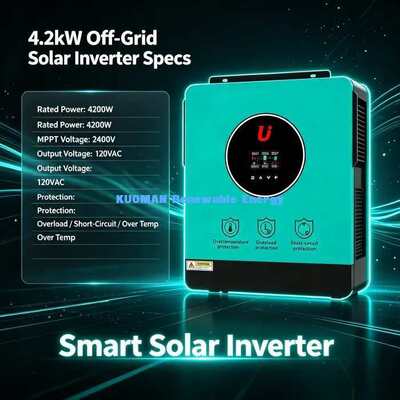 4200VA 24V সৌর হাইব্রিড ইনভার্টার 120A এমপিপিটি চার্জ নিয়ামক PV 500V সর্বোচ্চ ইনপুট