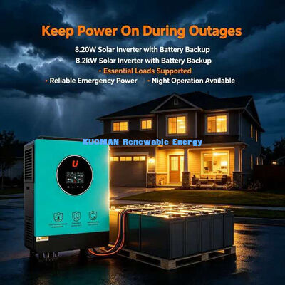 সৌর প্যানেল অ্যারে জন্য ওয়াইড PV ভোল্টেজ 90-450V 8.2KW অন অফ গ্রিড সোলার ইনভার্টার