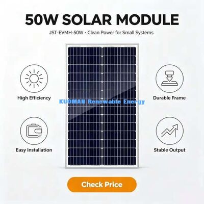 উচ্চ উৎপাদন 50W একক স্ফটিক সৌর মডিউল 0 ~ + 4.99W ইতিবাচক শক্তি সহনশীলতা