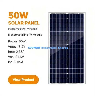 50W উচ্চ দক্ষতা সৌর প্যানেল 700V সিস্টেম ভোল্টেজ রেটিং নিরাপদ অফ-গ্রিড শক্তি