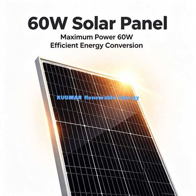পোর্টেবল 60W একক স্ফটিক সৌর প্যানেল প্রাক-ড্রিলযুক্ত মাউন্ট গর্ত সহজ ইনস্টলেশন অফ-গ্রিড শক্তি