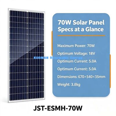 অফ-গ্রিড 70W একক স্ফটিক সৌর প্যানেল কাস্টমাইজযোগ্য 50 সেমি তারের এমসি 4 পিভি চার্জার ক্যাম্পিং পাওয়ার স্টেশন জন্য