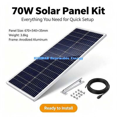 70W উচ্চ কার্যকারিতা একক ক্রিস্টালিন PV মডিউল, চমৎকার নিম্ন-আলো আউটপুট আউটডোর ক্যাম্পিং সৌর প্যানেল