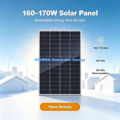 160-170W একক স্ফটিক সৌর প্যানেল 182mm 66-সেল PV মডিউল জন্য RV হোম অফ-গ্রিড শক্তি