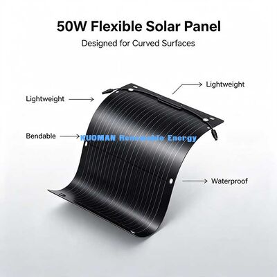 50W অতি হালকা নমনীয় সৌর প্যানেল, RV, নৌকা, ক্যাম্পিং & ব্যালকনি শক্তি জন্য সহজ-মাউন্ট ভাঁজযোগ্য সৌর শক্তি