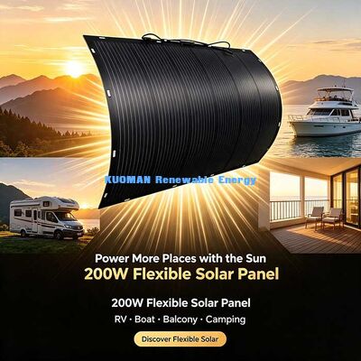 MC4 কানেক্টর সহ 200W ফ্লেক্সিবল সোলার প্যানেল, ক্যাম্পার, ইয়ট, বারান্দা সোলার সেটআপের জন্য জলরোধী পাতলা সোলার মডিউল