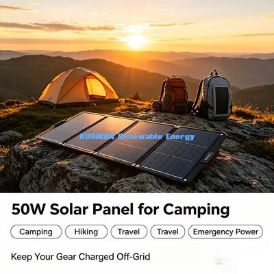 ক্যাম্পিং ফটোগ্রাফির জন্য 50W পোর্টেবল ফোল্ড-আপ সোলার প্যানেল, মাল্টি-ডিভাইস সোলার চার্জার