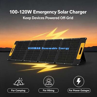 100-120W উচ্চ-কার্যকারিতা ভাঁজ সৌর প্যানেল, অফ-গ্রিড অ্যাডভেঞ্চারের জন্য স্প্ল্যাশ-প্রুফ পোর্টেবল সোলার চার্জার