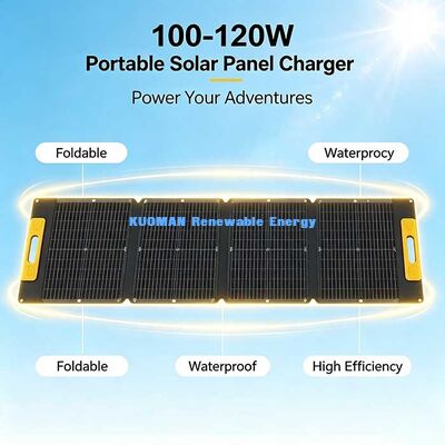 100-120W উচ্চ-কার্যকারিতা ভাঁজ সৌর প্যানেল, অফ-গ্রিড অ্যাডভেঞ্চারের জন্য স্প্ল্যাশ-প্রুফ পোর্টেবল সোলার চার্জার