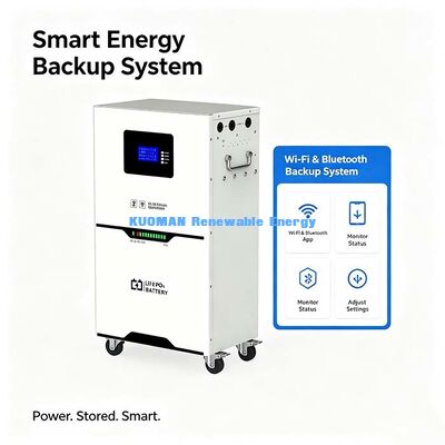 অফল-গ্রিড ব্যাকআপ 51.2V 100Ah LiFePO4 ব্যাটারি ওয়াইফাই ব্লুটুথ মনিটরিং >98% ওভারট্রিপ দক্ষতা