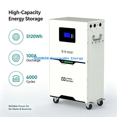 অফল-গ্রিড ব্যাকআপ 51.2V 100Ah LiFePO4 ব্যাটারি ওয়াইফাই ব্লুটুথ মনিটরিং >98% ওভারট্রিপ দক্ষতা