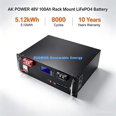 র্যাক-মাউন্ট LiFePO4 ব্যাটারি 51.2V 100Ah∙∙5.12kWh সৌর সঞ্চয়স্থান, 8000 চক্র 10Y ওয়ারেন্টি